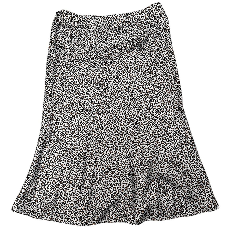 NWT Leopard Print Women's Satin A-Line Midi Skirt, size EU XL US 16-18